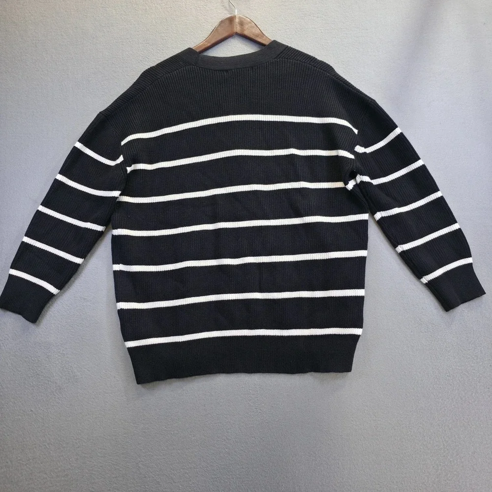 Lillusory‎ Women's Black with White Stripe Cardigan Sweater Size XS NWT